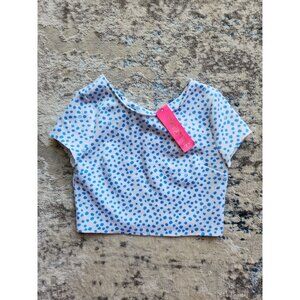 NWT Lilly Pulitzer Girls Size 14 Blue and White Polka Dot Cutout Back Thelma Top